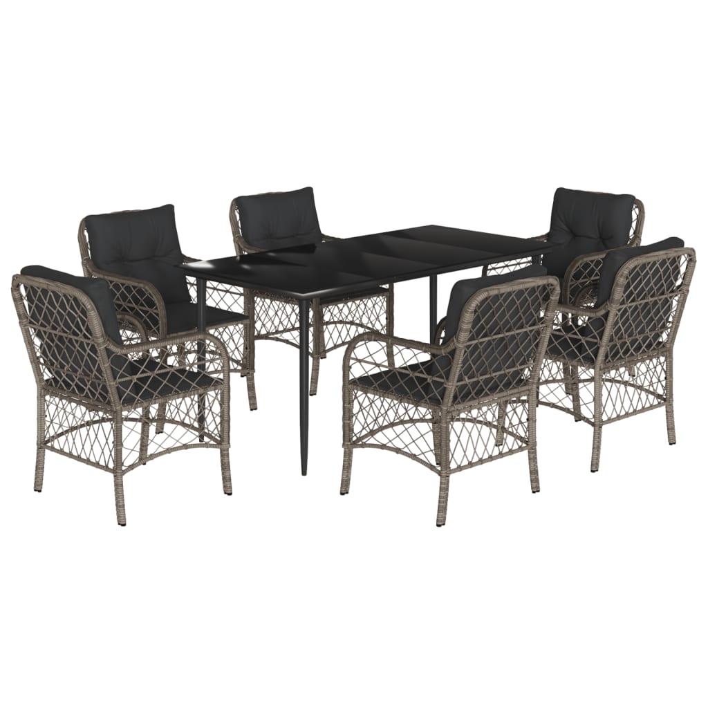 7-Delige Tuinset Met Kussens Poly Rattan Grijs