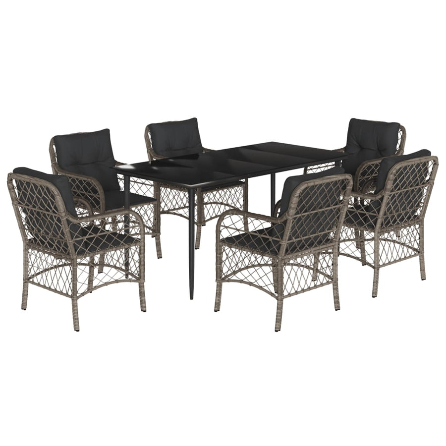 7-Delige Tuinset Met Kussens Poly Rattan Grijs