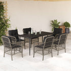 7-Piece Garden Set with Cushions Poly Rattan Grey
