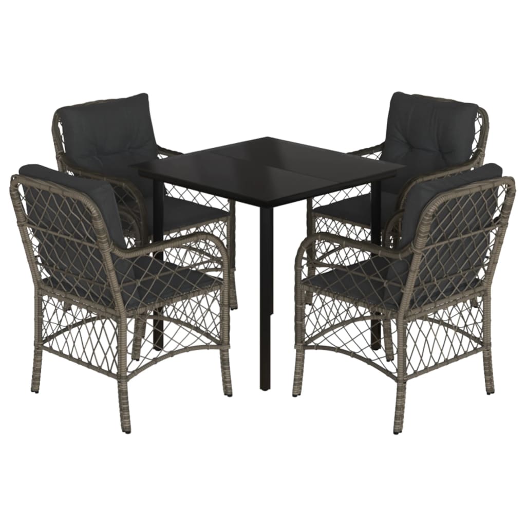 5-Delige Tuinset Met Kussens Poly Rattan Grijs