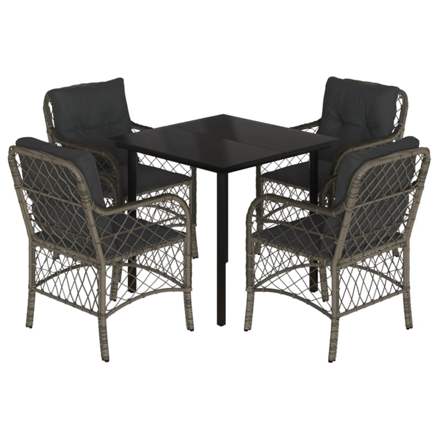 5-Delige Tuinset Met Kussens Poly Rattan Grijs
