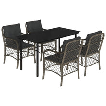 5-Delige Tuinset Met Kussens Poly Rattan Grijs