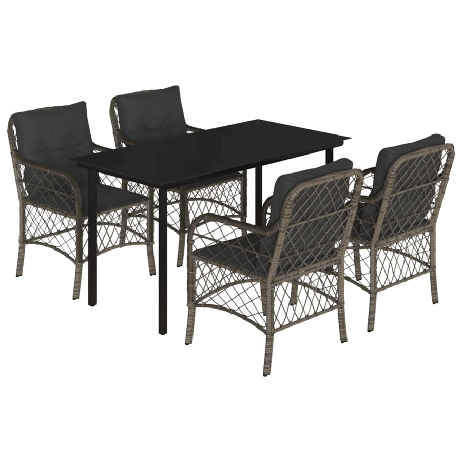 5-Delige Tuinset Met Kussens Poly Rattan Grijs