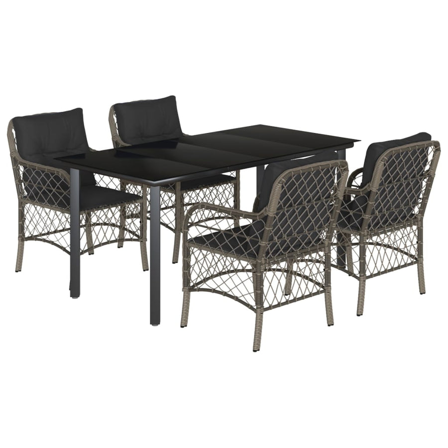 5-Delige Tuinset Met Kussens Poly Rattan Grijs