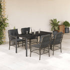 5-piece Patio Set with Cushions Poly Rattan Grey