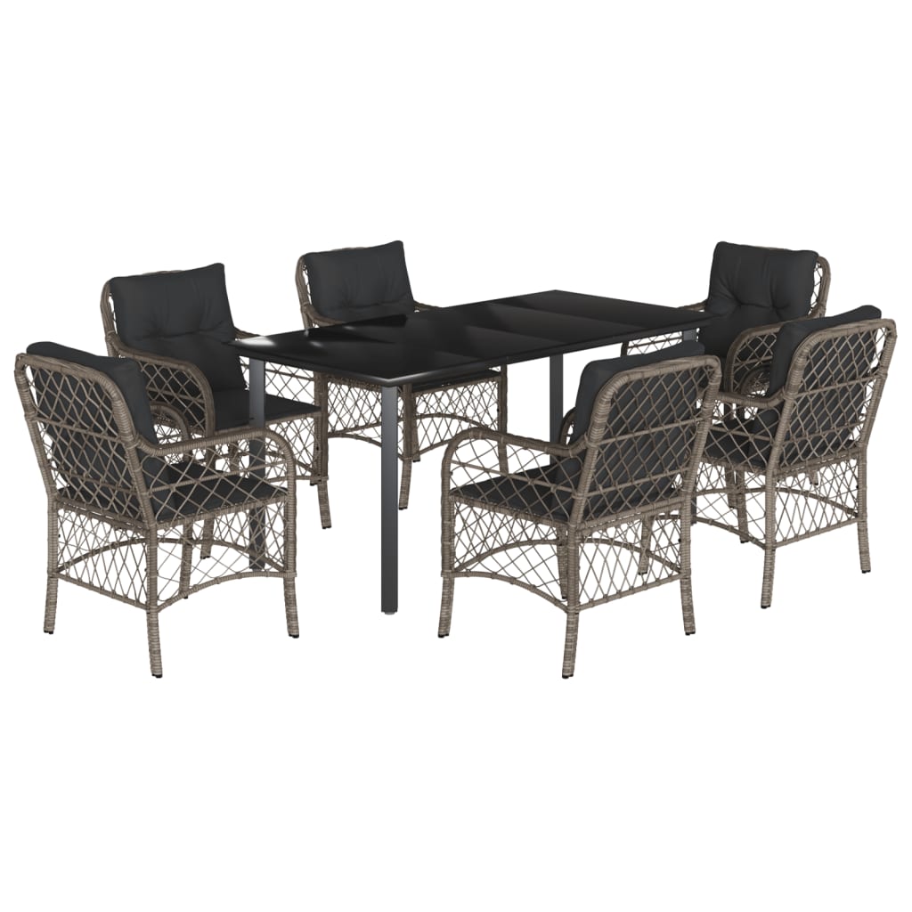 7-Delige Tuinset Met Kussens Poly Rattan Grijs