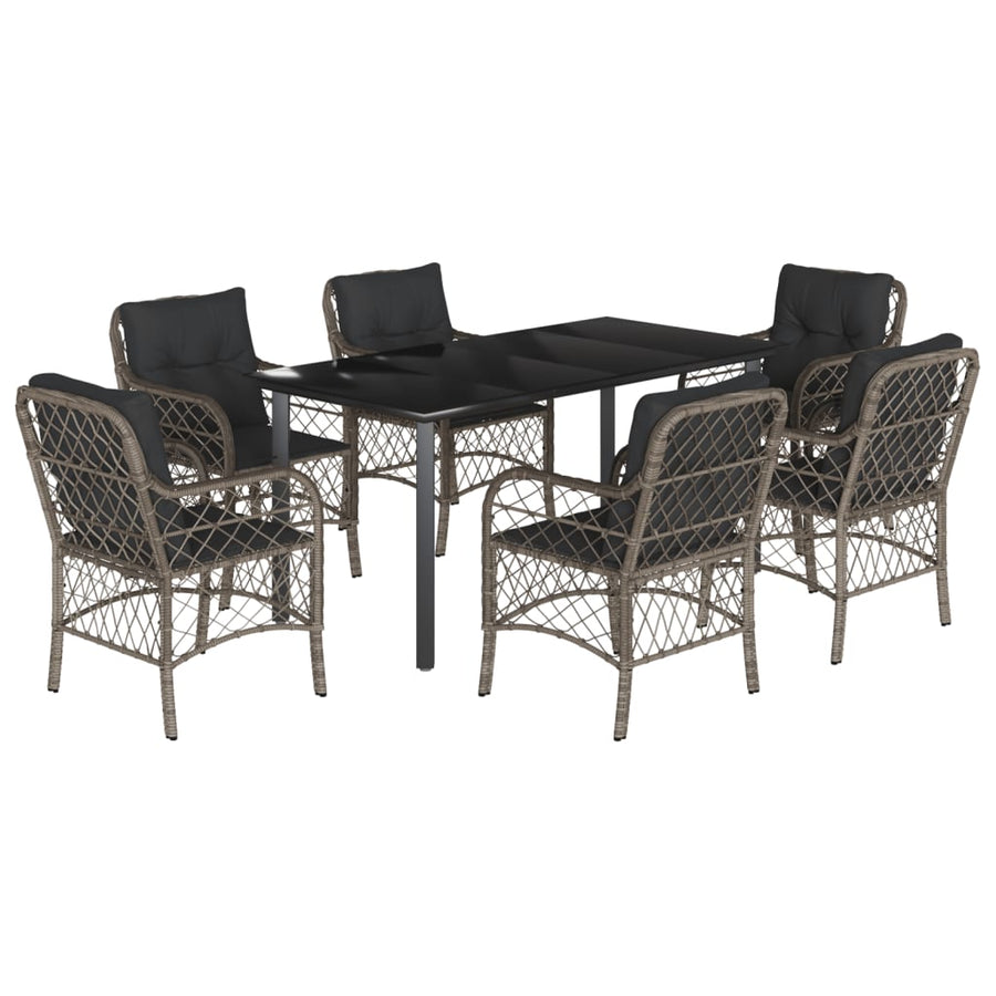 7-Delige Tuinset Met Kussens Poly Rattan Grijs