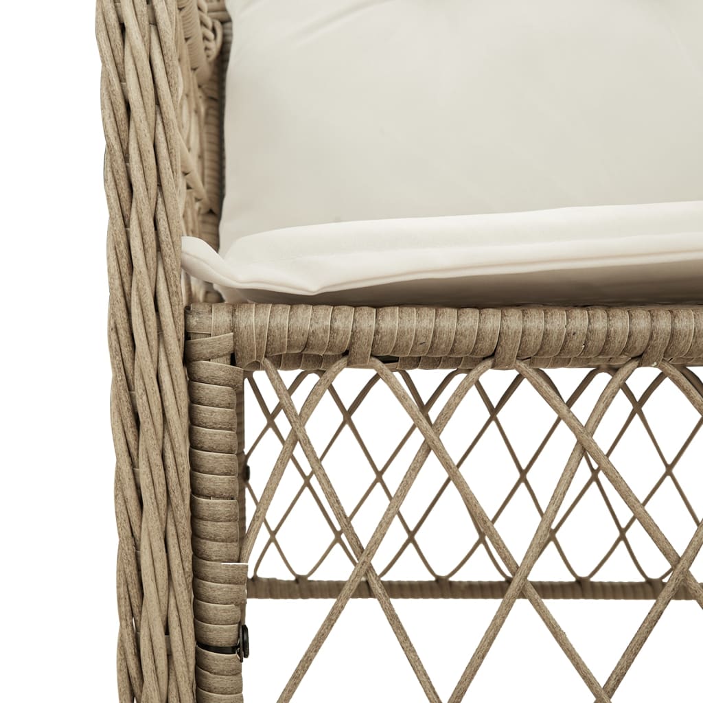 3-Delige Bistroset Met Kussens Poly Rattan Beige
