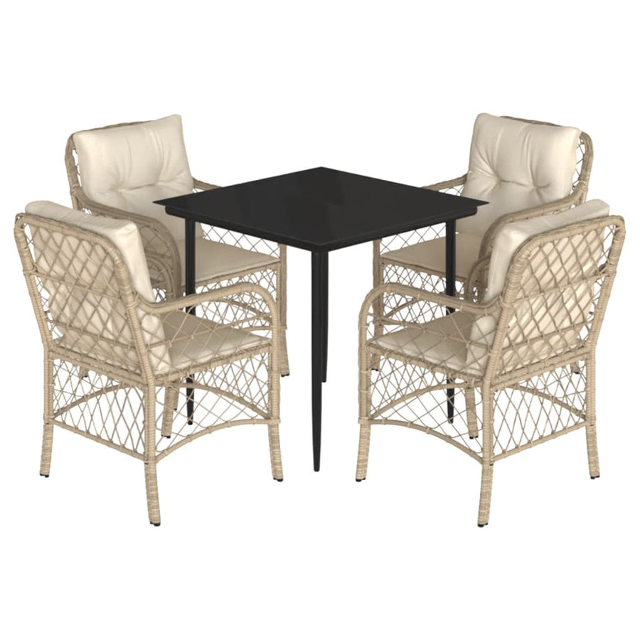 5-Delige Tuinset Met Kussens Poly Rattan Beige