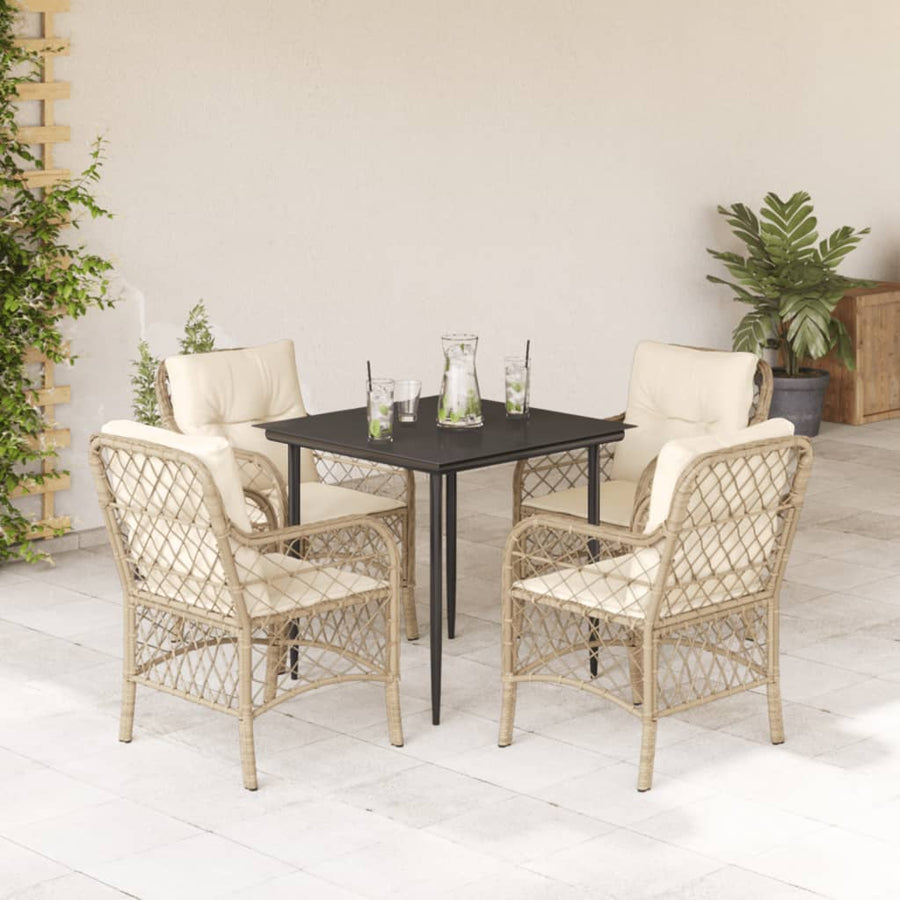 5-Delige Tuinset Met Kussens Poly Rattan Beige