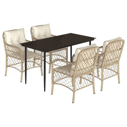 5-Delige Tuinset Met Kussens Poly Rattan Beige