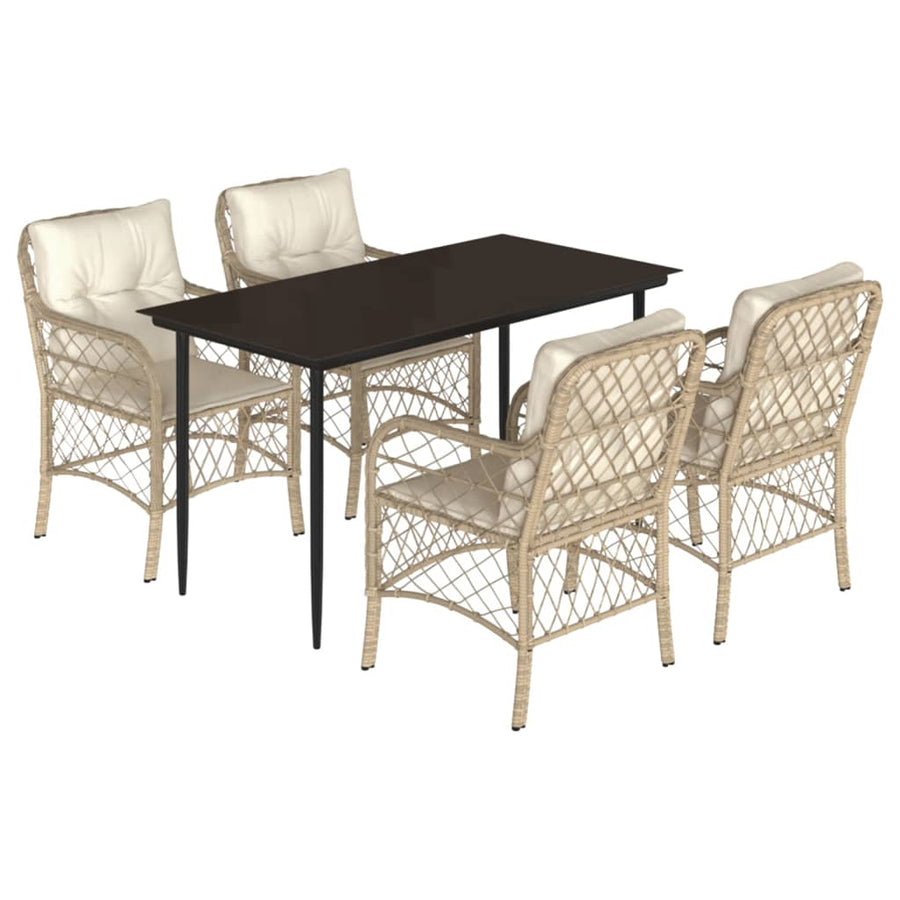 5-Delige Tuinset Met Kussens Poly Rattan Beige