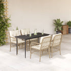 5-piece Garden Set with Cushions, Poly Rattan, Beige