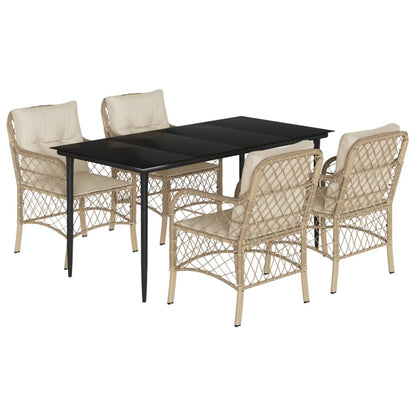 5-Delige Tuinset Met Kussens Poly Rattan Beige