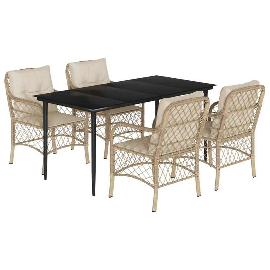 5-Delige Tuinset Met Kussens Poly Rattan Beige