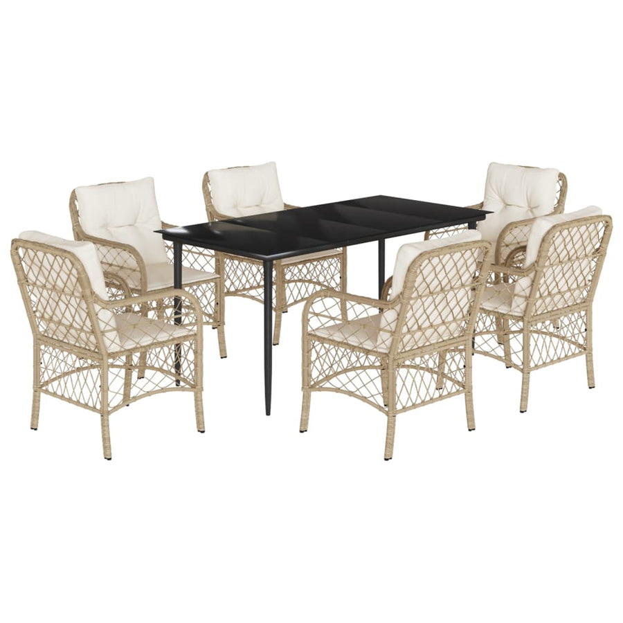 7-Delige Tuinset Met Kussens Poly Rattan Beige