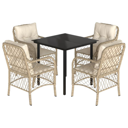 5-Delige Tuinset Met Kussens Poly Rattan Beige