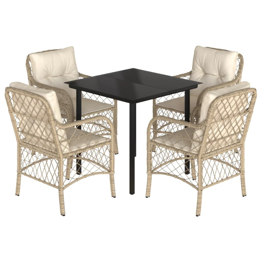 5-Delige Tuinset Met Kussens Poly Rattan Beige