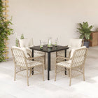 5-piece Garden Set with Cushions, Poly Rattan, Beige