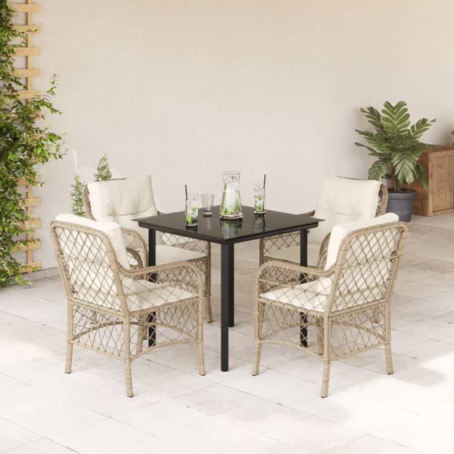 5-Delige Tuinset Met Kussens Poly Rattan Beige