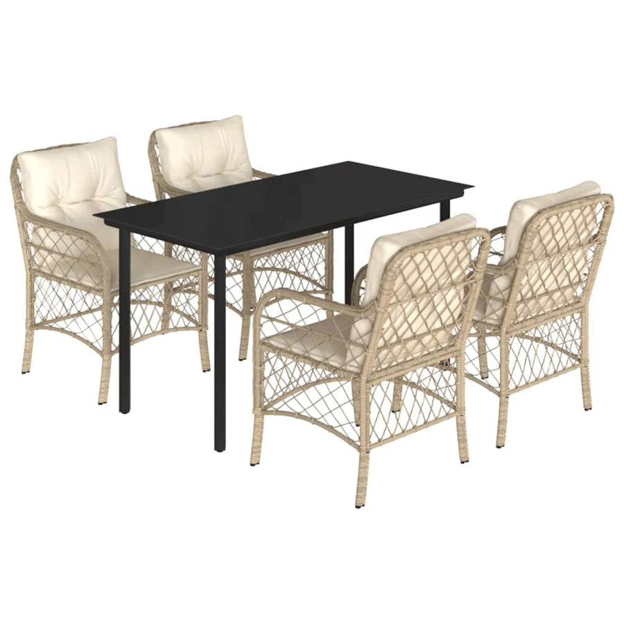 5-Delige Tuinset Met Kussens Poly Rattan Beige