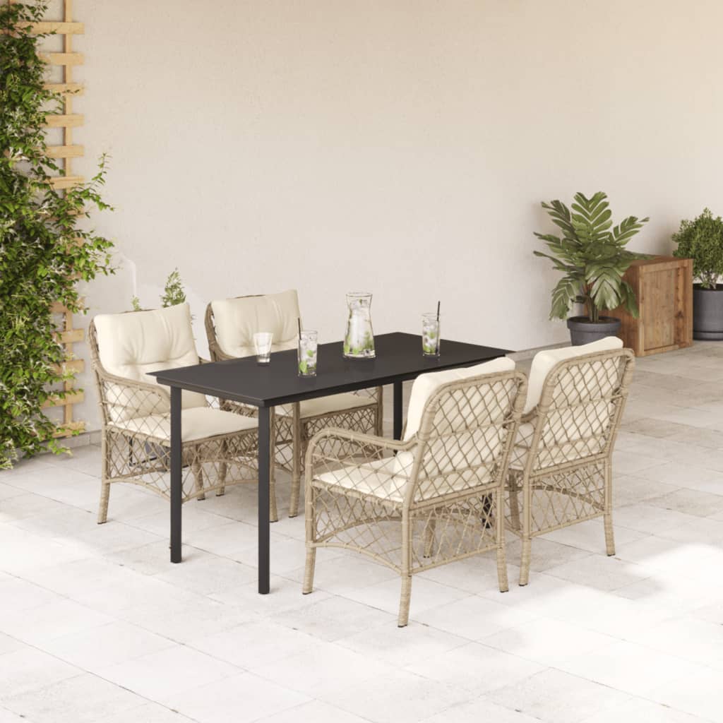 5-Delige Tuinset Met Kussens Poly Rattan Beige