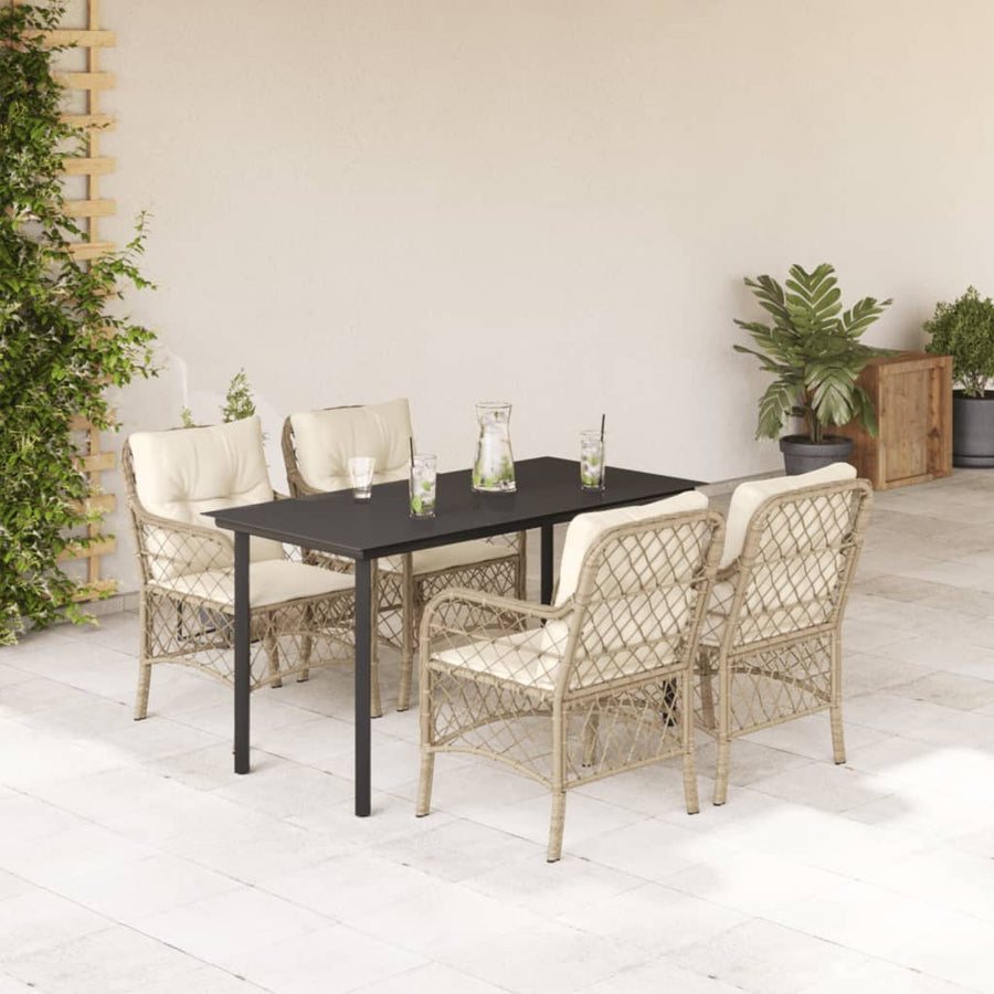 5-Delige Tuinset Met Kussens Poly Rattan Beige