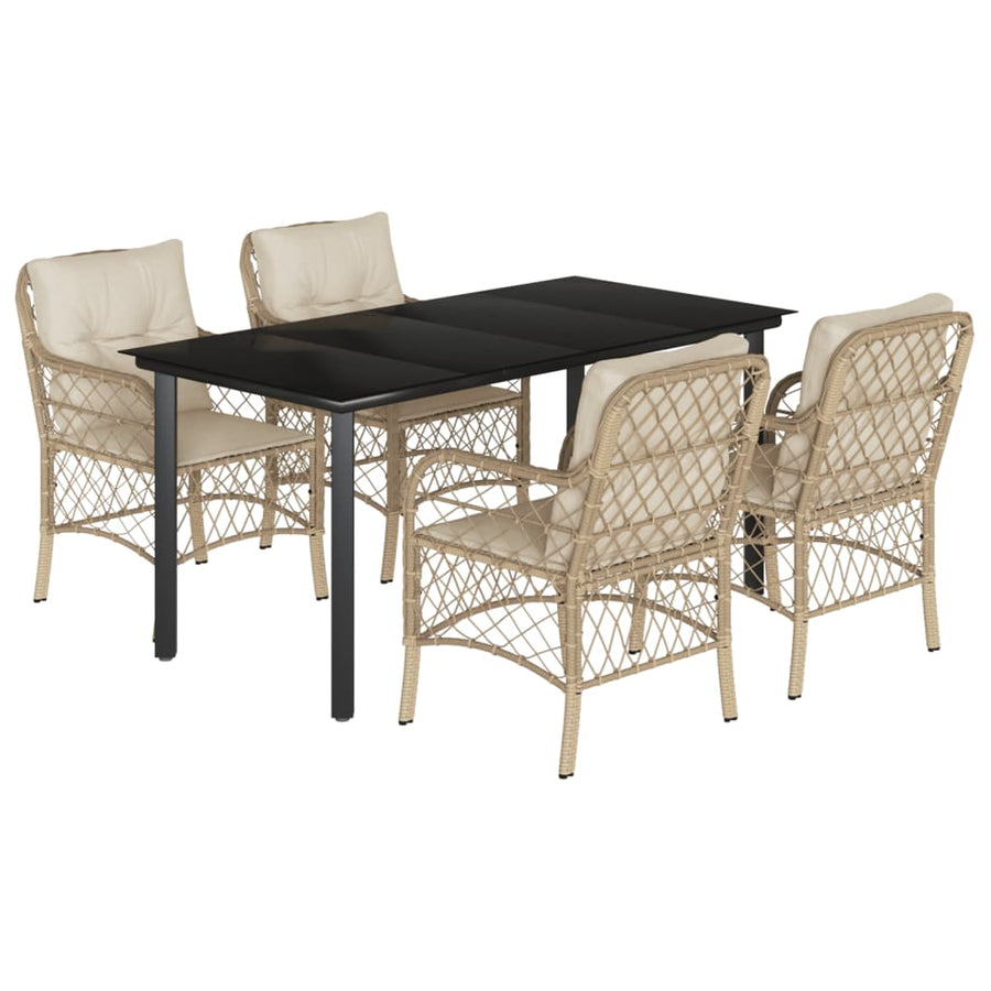 5-Delige Tuinset Met Kussens Poly Rattan Beige