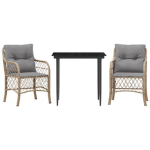 3-Delige Bistroset Met Kussens Poly Rattan Gemengd Beige