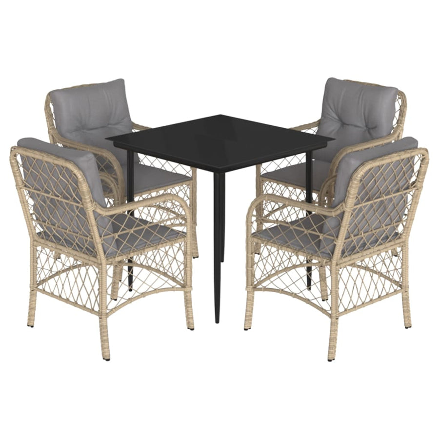 5-Delige Tuinset Met Kussens Poly Rattan Gemengd Beige