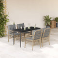 5-piece Garden Set with Cushions Poly Rattan Mixed Beige