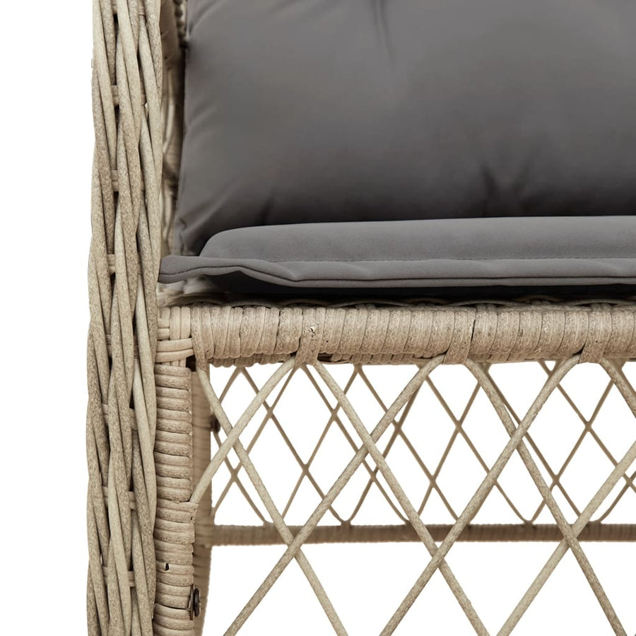 5-Delige Tuinset Met Kussens Poly Rattan Gemengd Beige