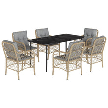 7-Delige Tuinset Met Kussens Poly Rattan Gemengd Beige