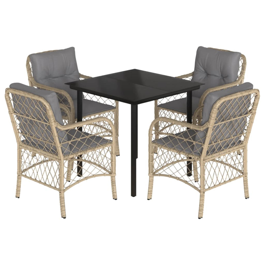 5-Delige Tuinset Met Kussens Poly Rattan Gemengd Beige