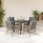 5-piece Garden Set with Cushions Poly Rattan Mixed Beige