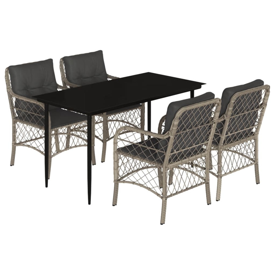 5-Delige Tuinset Met Kussens Poly Rattan Lichtgrijs
