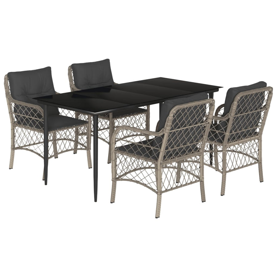 5-Delige Tuinset Met Kussens Poly Rattan Lichtgrijs
