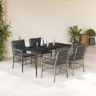 5-piece Garden Lounge Set with cushions poly rattan light grey