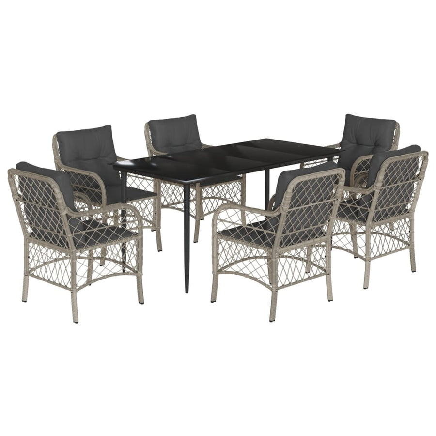 7-Delige Tuinset Met Kussens Poly Rattan Grijs