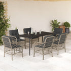 7-Piece Garden Set with Cushions Poly Rattan Grey