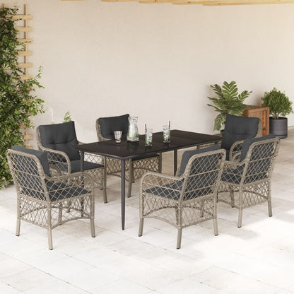 7-Delige Tuinset Met Kussens Poly Rattan Grijs