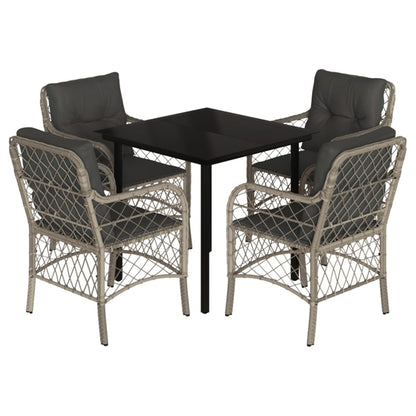 5-Delige Tuinset Met Kussens Poly Rattan Lichtgrijs
