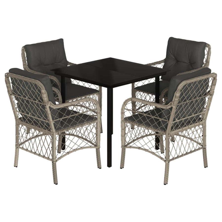 5-Delige Tuinset Met Kussens Poly Rattan Lichtgrijs