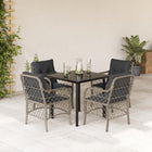 5-piece Garden Lounge Set with cushions poly rattan light grey
