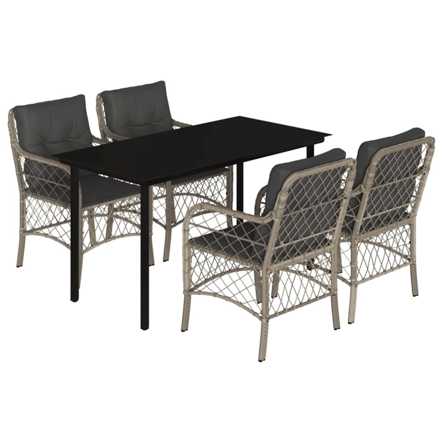 5-Delige Tuinset Met Kussens Poly Rattan Lichtgrijs
