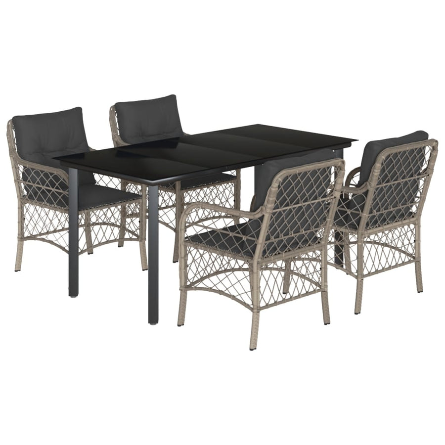 5-Delige Tuinset Met Kussens Poly Rattan Lichtgrijs