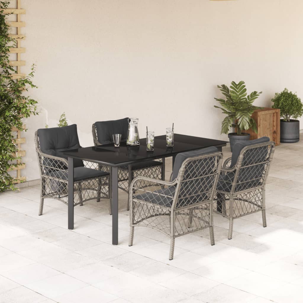 5-Delige Tuinset Met Kussens Poly Rattan Lichtgrijs
