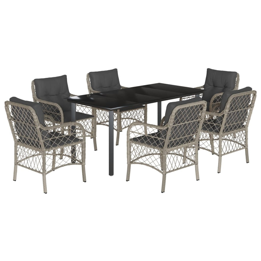 7-Delige Tuinset Met Kussens Poly Rattan Grijs