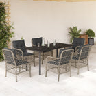 7-Piece Garden Set with Cushions Poly Rattan Grey