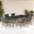 Tuinset 7-delig poly rattan grijs 200 cm tafel